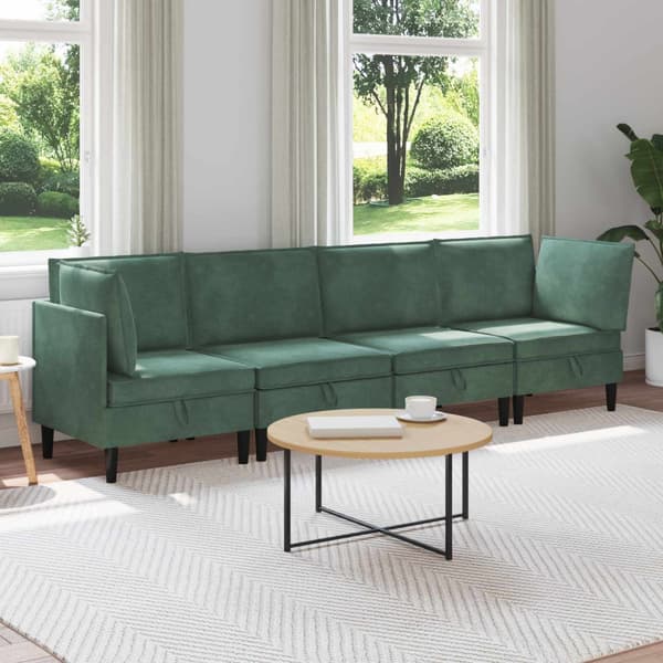 Möbelset för vardagsrummet med kudde 4 pcs Havgrön Sammet