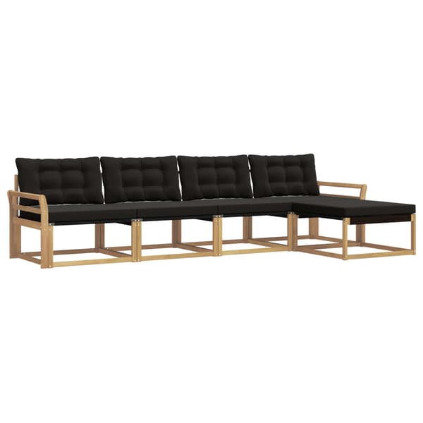 Utomhussoffset med kudde 5 pcs Vit och svart