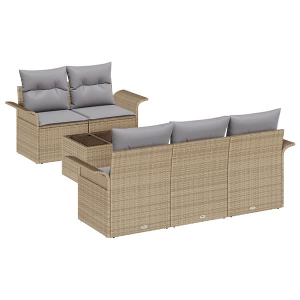 Soffset med kudde 6 pcs Beige konstrotting