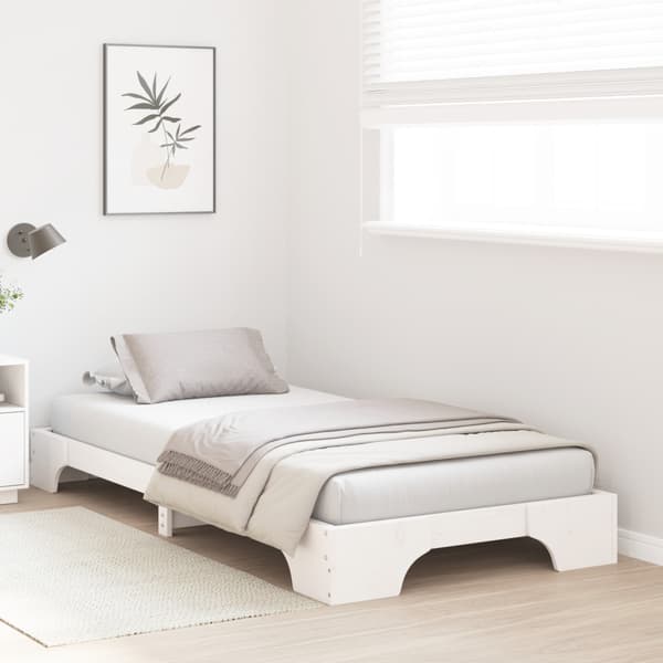 Sängram Vit 90 x 200 cm Massiv furu