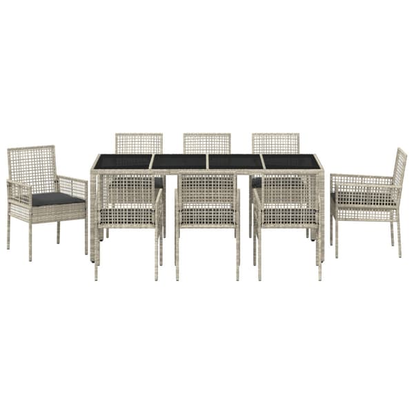 Trädgårdsmöbelset 9 pcs Ljusgrå konstrotting
