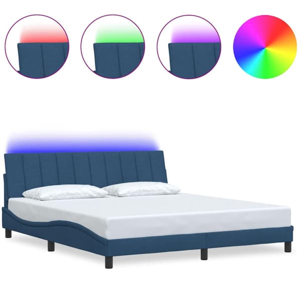 Bed Frame without Mattress "Hanko" Blue 180x200cm Fabric