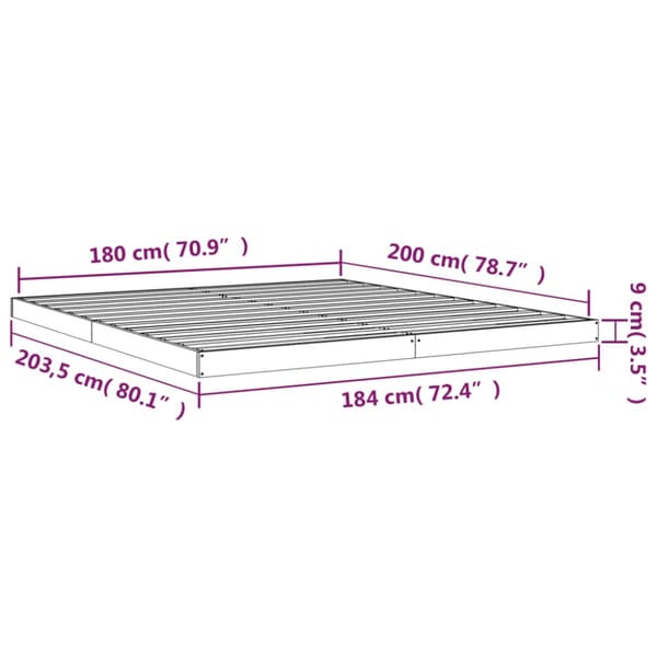 Sängram 180x200 cm massiv furu vit