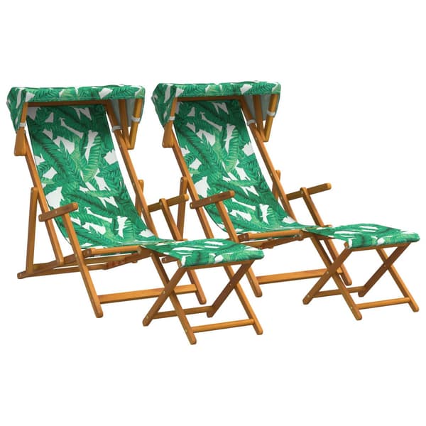 Deck Chair 4 st 3 Position Massiv Eukalyptus Trä Bladmönster