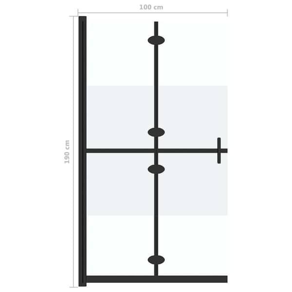 Vikbar duschvägg med halvfrostat ESG-glas 100x190 cm