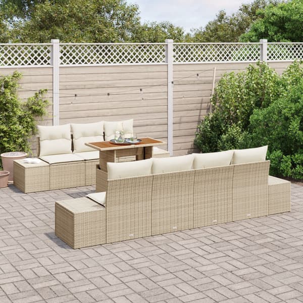 Trädgårdsoffset med lagring 8 pcs Beige Poly rattan