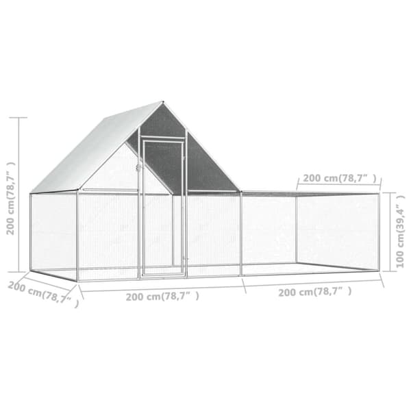 Hönsbur 4x2x2 m galvaniserat stål
