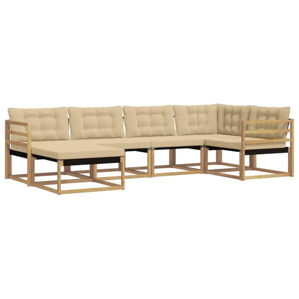 Utomhussoffset med kudde 6 pcs Vit och Beige