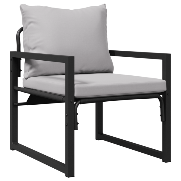 Trädgårdsmöbler med kudde med kudde 4 pcs Ljusgrå Polyester