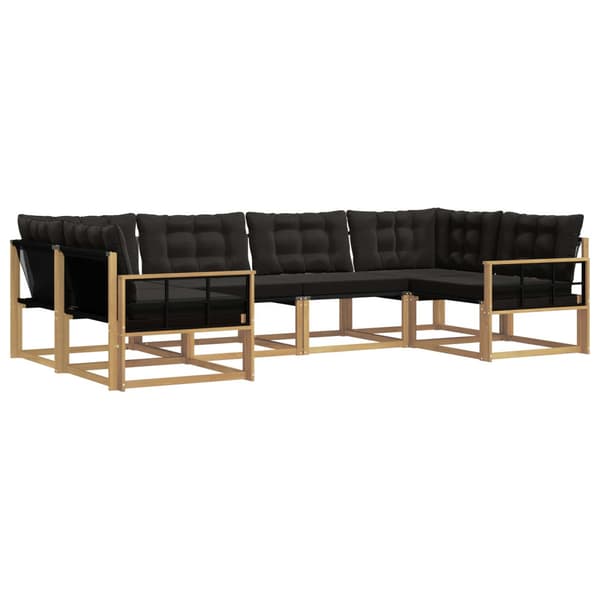 Utomhussoffset med kudde 6 pcs Vit och svart