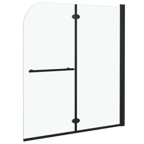 Duschvägg fällbar 2 paneler ESG 120x140 cm svart