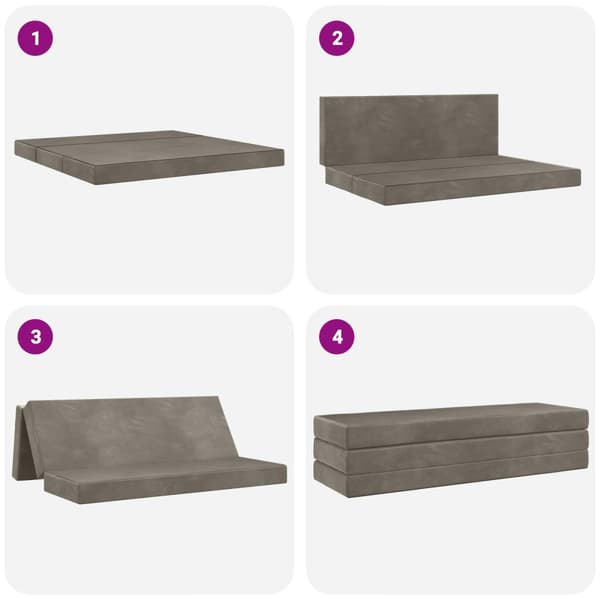 Fällbar Soffbed 200 x 67 x 45 cm Ljusgrå