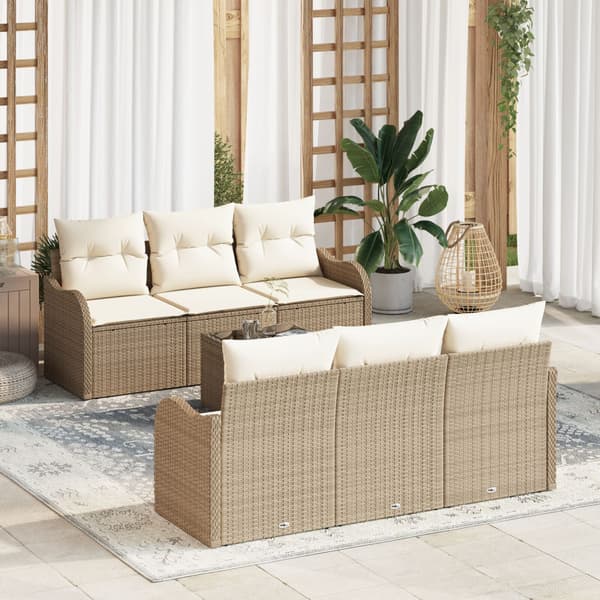 Trädgårdsoffset 7 st Beige konstrotting