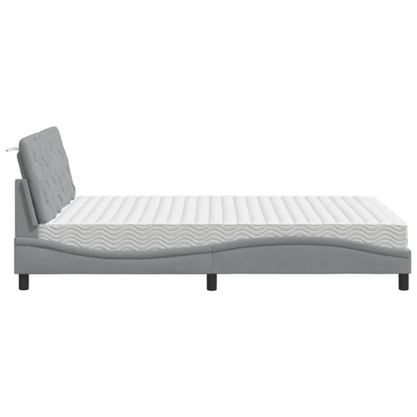 Bed with Mattress Light Grey 140x190 cm Fabric