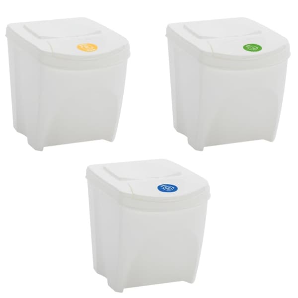 Stapelbara soptunnor 3 st vit 75 L polypropen