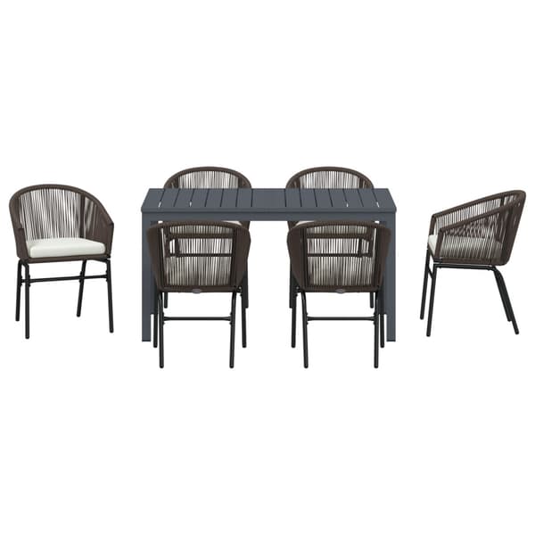 Trädgårdsmöbelset 7 pcs Brun konstrotting