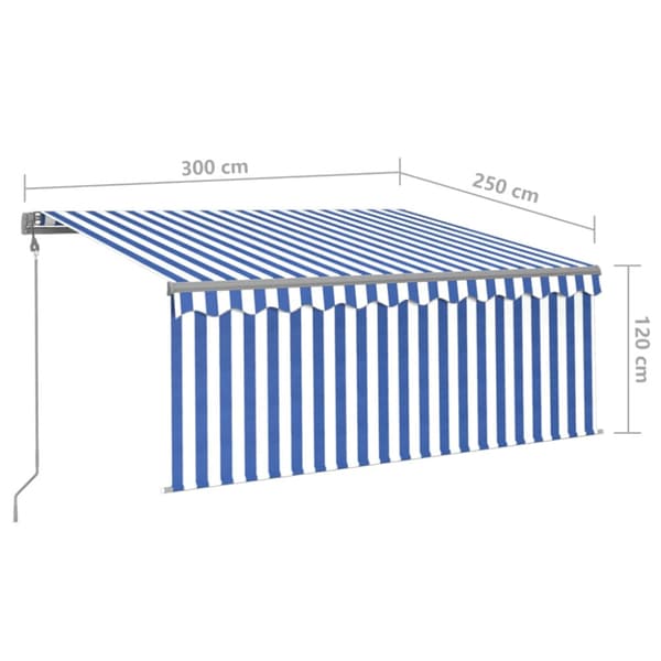 Automatiserad markis vindsensor rullgardin LED 3x2,5m blå/vit