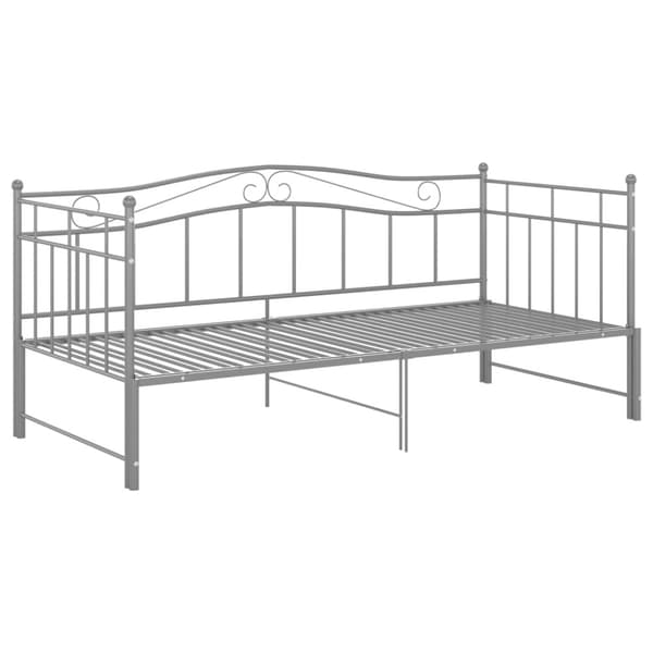 Utdragbar sängram bäddsoffa grå metall 90x200 cm