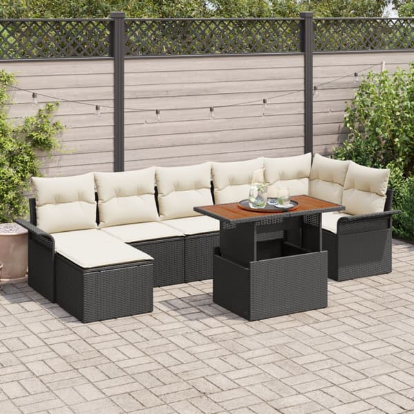 Trädgårdsoffset med lagring 8 pcs Svart Poly rattan