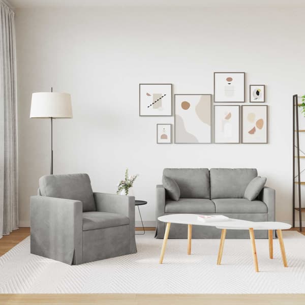 Soffset 2 pcs Ljusgrå 138 x 78 x 80 cm Sammet