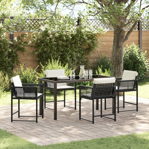 Trädgårdsmöbelset 5 pcs Svart konstrotting