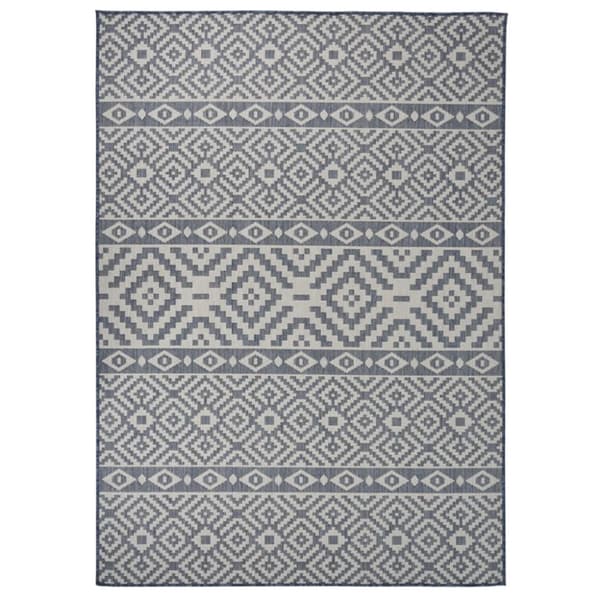 Utomhusmatta plattvävd 120x170 cm blå ränder