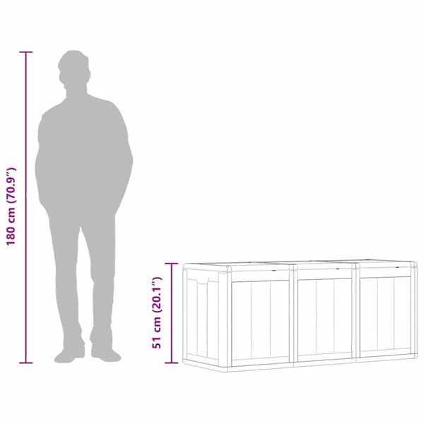 Dynbox 270 liter grå PP-träliknande