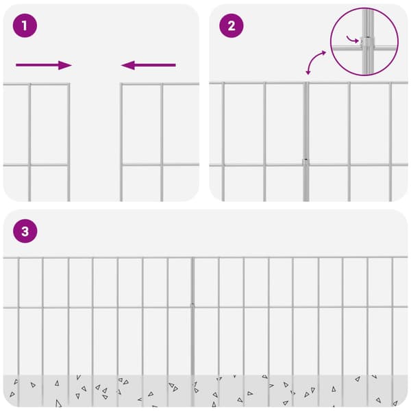 Trädgårdsstängselpanel 48 pcs Galvaniserat stål Silver
