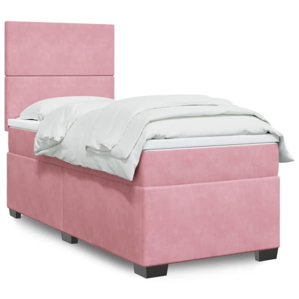 Ramsäng med madrass rosa 90x200 cm sammet