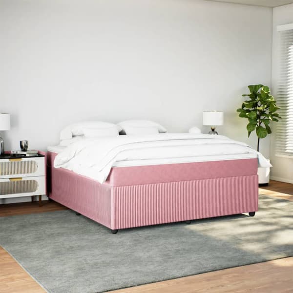 Ramsäng med madrass rosa 180x200 cm sammet