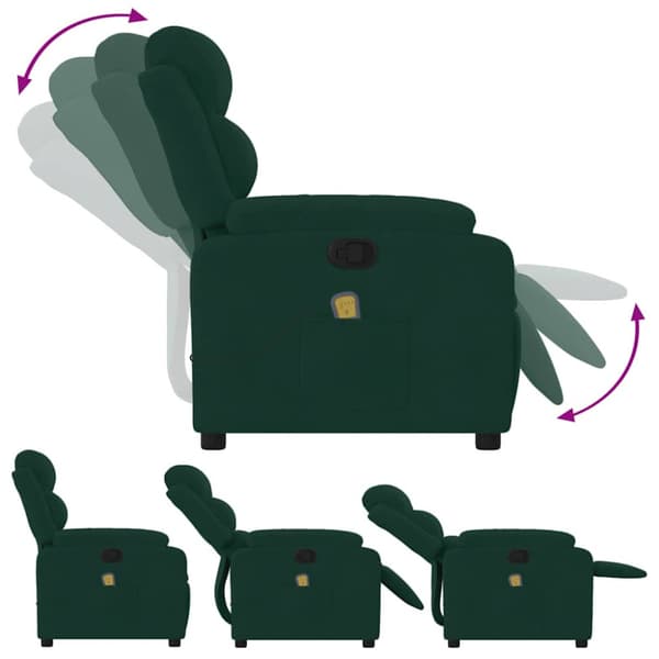 Massagefåtölj mörkgrön sammet