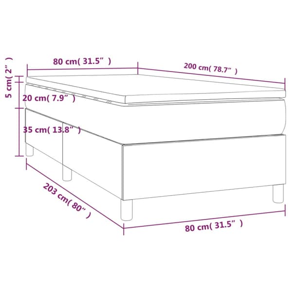 Ramsäng med madrass mörkgrå 80x200 cm sammet