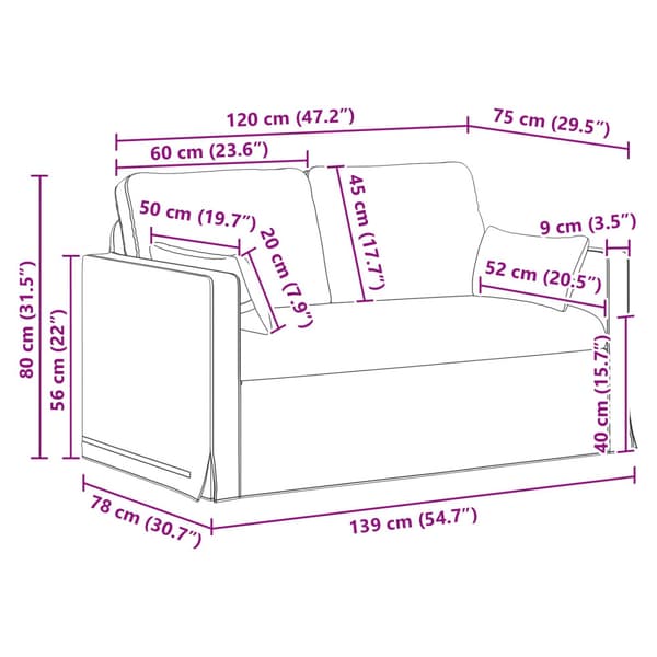 Soffset 2 pcs Kräm 139 x 78 x 80 cm tyg