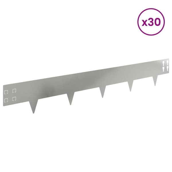 Kant för gräsmatta 30 pcs 100 x 15 cm Stål Silver