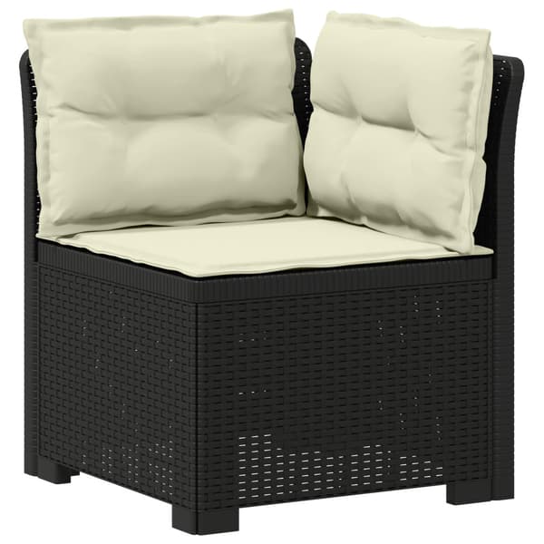 3-sits trädgårdsoffa med kuddar Rattan-look PP Antracit