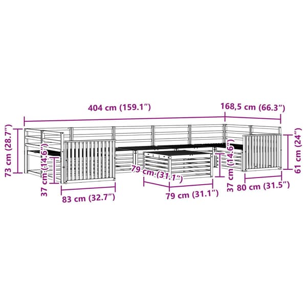 Utomhussoffset 8 pcs Naturfärg