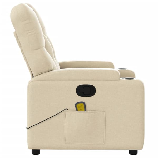 Massagefåtölj gräddvit tyg