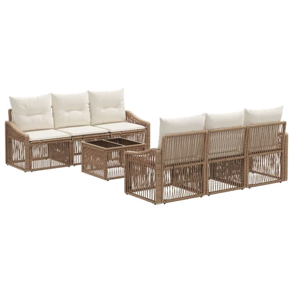Trädgårdsoffset 7 st Beige konstrotting