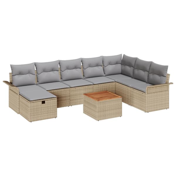 Trädgårdsoffset 9 st Beige konstrotting