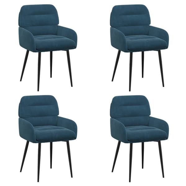 Matstolar 4 pcs Sammet Blå 59 x 59,5 x 90 cm