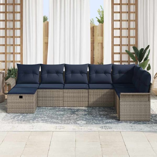 Trädgårdsoffset med kudde med lagring 8 pcs Poly rattan
