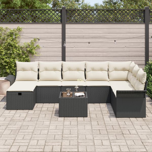 Trädgårdsoffset 9 st Poly rattan