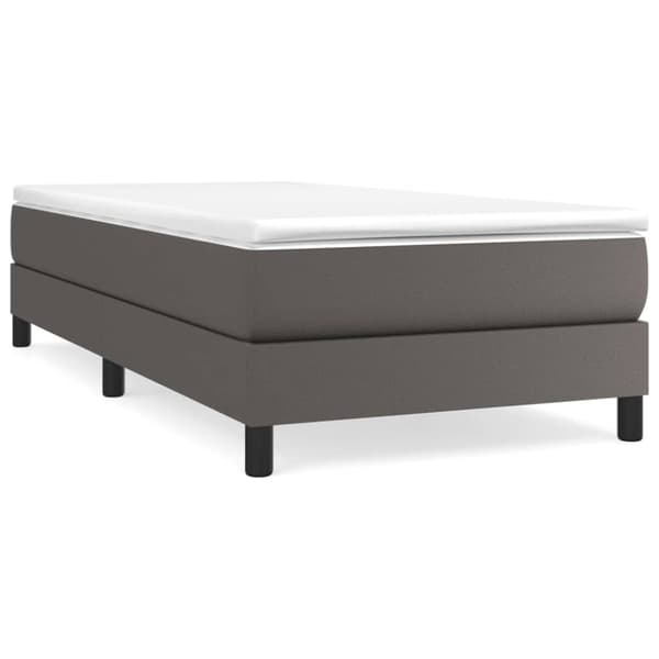 Boxspring-sängram grå 90x190 cm konstläder