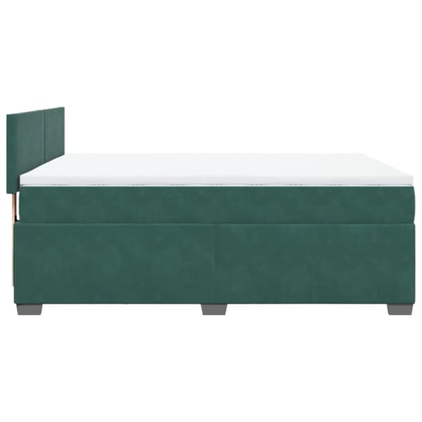 Ramsäng med madrass mörkgrön 140x190 cm sammet
