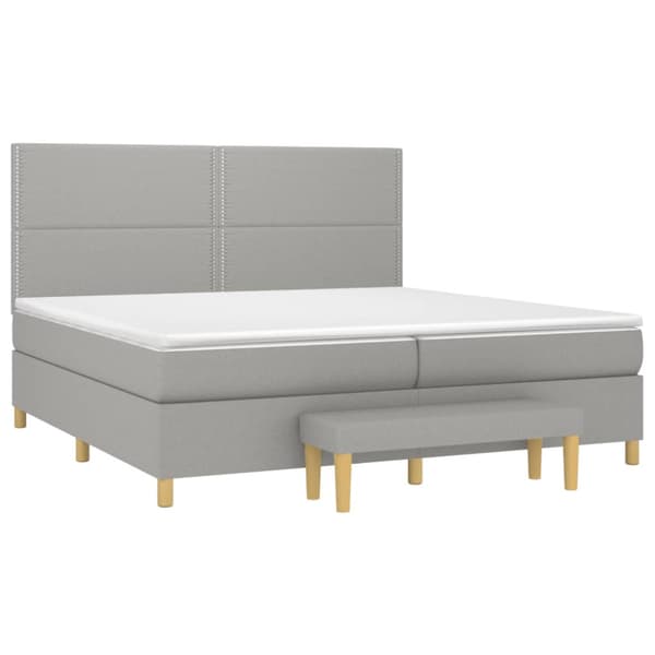 Ramsäng med madrass ljusgrå 200x200 cm tyg