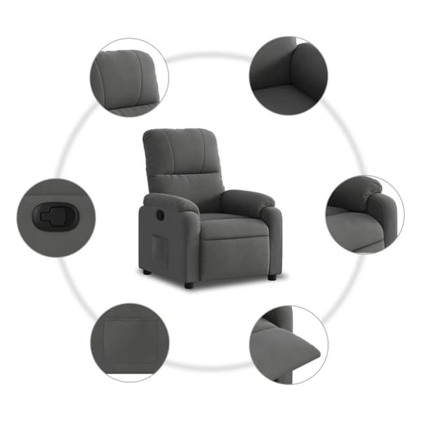 Reclinerfåtölj mörkgrå mikrofibertyg