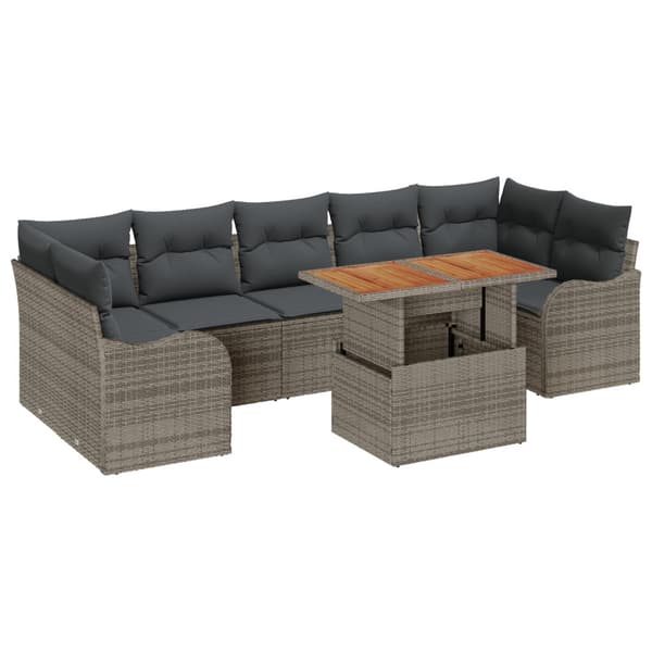Trädgårdsoffset med lagring 8 pcs Grå Poly rattan