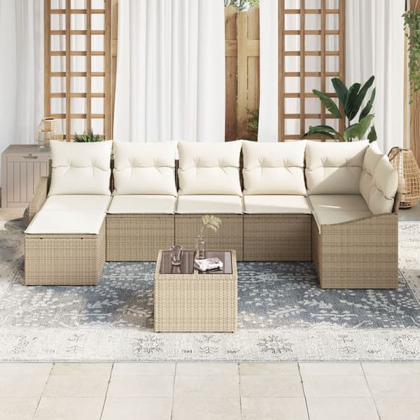 Soffset med kudde 8 pcs Beige konstrotting