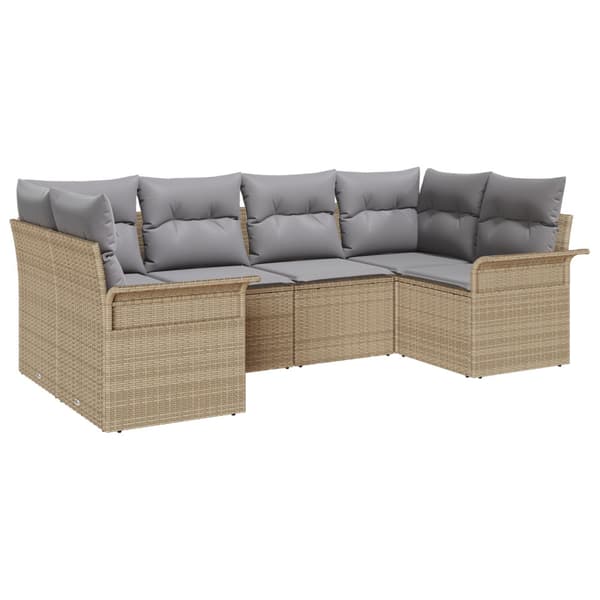 Trädgårdsoffset med kudde 6 pcs Beige konstrotting