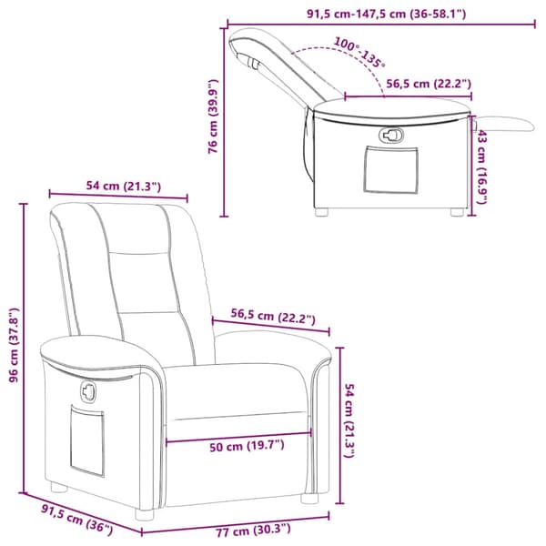 Reclinerfåtölj ljusgrå tyg
